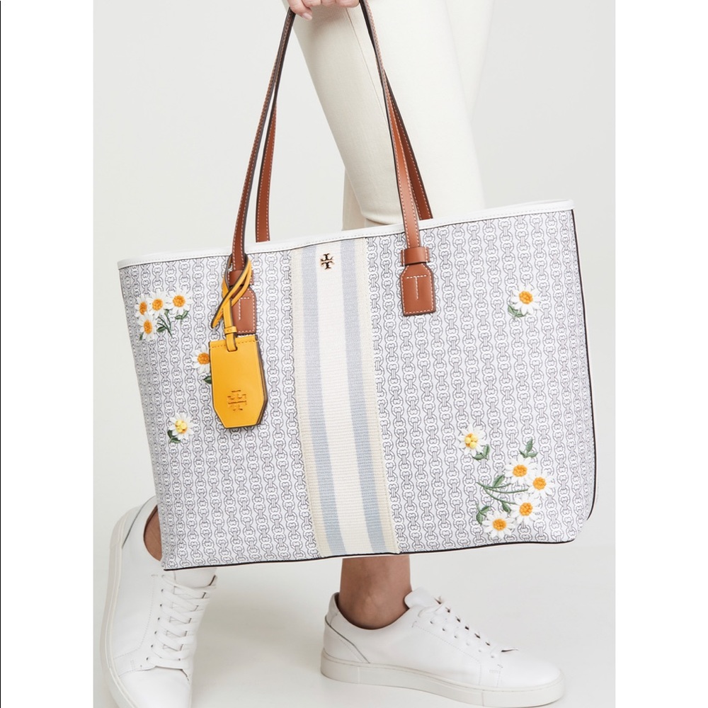 Tory Burch Gemini Link Canvas Appliqué Tote